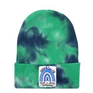 All KidsMatter Pinwheel Blue Rainbow Child Abuse Awareness Tie Dye 12in Knit Beanie