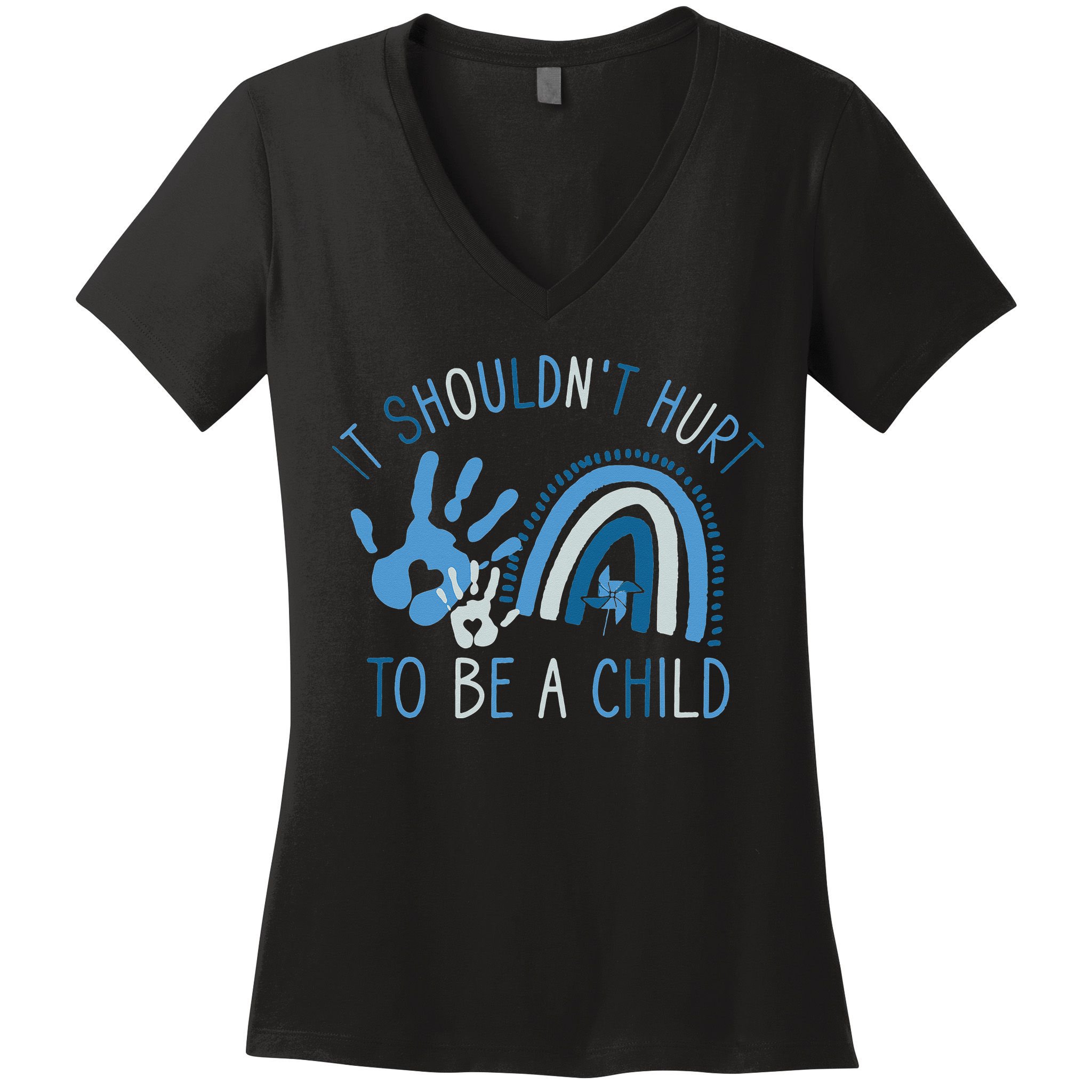 All KidsMatter Pinwheel Child Abuse Prevention Awareness Women's V-Neck T-Shirt