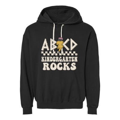 ABCD Kindergarten Rocks Back To School Kindergarten Teacher Garment-Dyed Fleece Hoodie