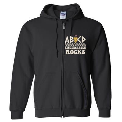 ABCD Kindergarten Rocks Back To School Kindergarten Teacher Full Zip Hoodie