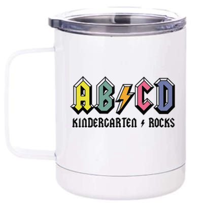 ABCD Kindergarten Rocks Back To School Kindergarten Teacher 12 oz Stainless Steel Tumbler Cup