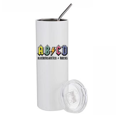 ABCD Kindergarten Rocks Back To School Kindergarten Teacher Stainless Steel Tumbler