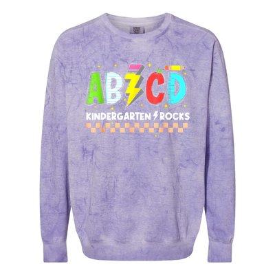 Abcd Kindergarten Rocks Pencil Lightning Teachers Rock S Colorblast Crewneck Sweatshirt