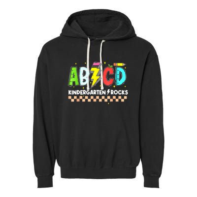 Abcd Kindergarten Rocks Pencil Lightning Teachers Rock S Garment-Dyed Fleece Hoodie