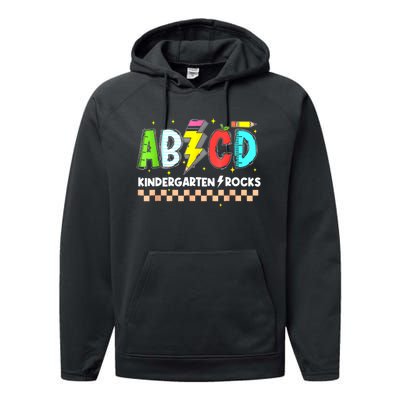 Abcd Kindergarten Rocks Pencil Lightning Teachers Rock S Performance Fleece Hoodie