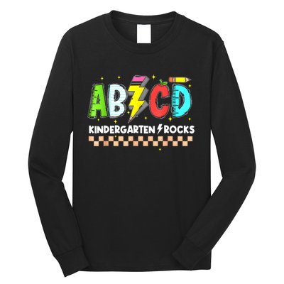 Abcd Kindergarten Rocks Pencil Lightning Teachers Rock S Long Sleeve Shirt