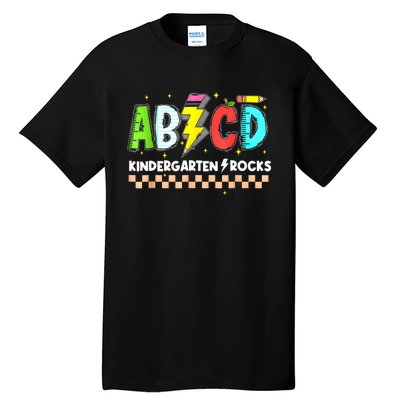 Abcd Kindergarten Rocks Pencil Lightning Teachers Rock S Tall T-Shirt