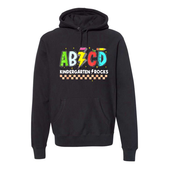 Abcd Kindergarten Rocks Pencil Lightning Teachers Rock S Premium Hoodie