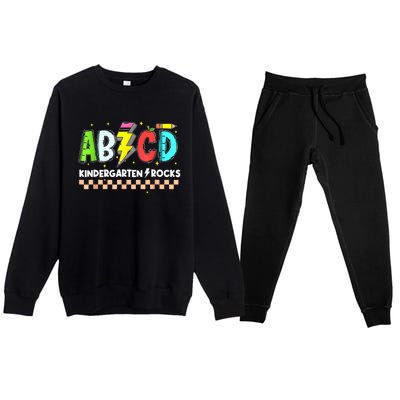 Abcd Kindergarten Rocks Pencil Lightning Teachers Rock S Premium Crewneck Sweatsuit Set