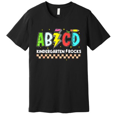 Abcd Kindergarten Rocks Pencil Lightning Teachers Rock S Premium T-Shirt