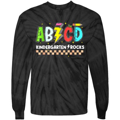 Abcd Kindergarten Rocks Pencil Lightning Teachers Rock S Tie-Dye Long Sleeve Shirt