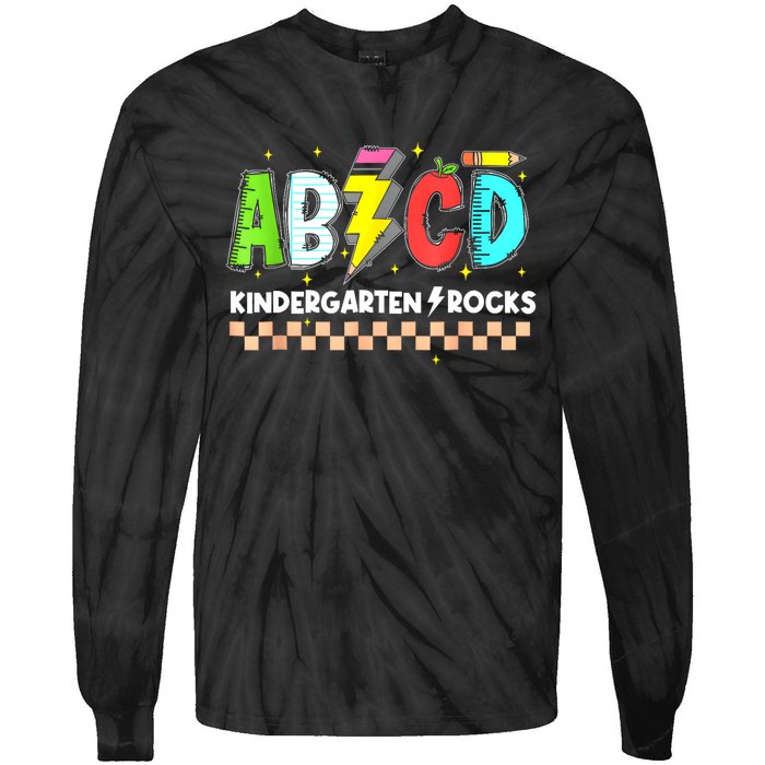 Abcd Kindergarten Rocks Pencil Lightning Teachers Rock S Tie-Dye Long Sleeve Shirt