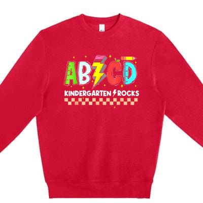 Abcd Kindergarten Rocks Pencil Lightning Teachers Rock S Premium Crewneck Sweatshirt