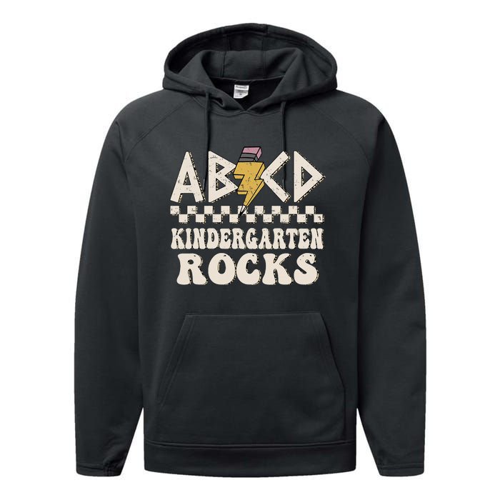 ABCD Kindergarten Rocks Back To School Kindergarten Teacher Performance Fleece Hoodie