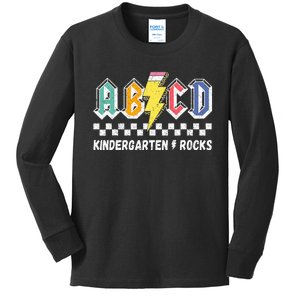 Abcd Kindergarten Rocks Pencil Lightning Teachers Rock Kids Long Sleeve Shirt