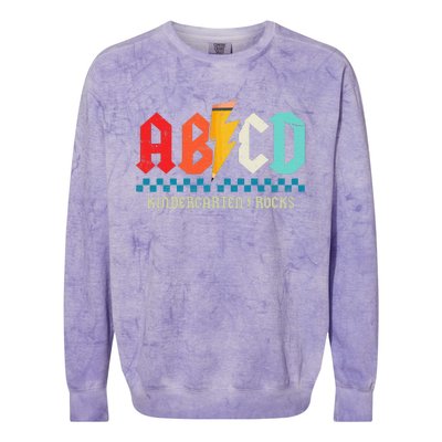 Abcd Kindergarten Rocks Pencil Lightning Students Teachers Colorblast Crewneck Sweatshirt