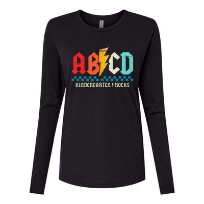 Abcd Kindergarten Rocks Pencil Lightning Students Teachers Womens Cotton Relaxed Long Sleeve T-Shirt