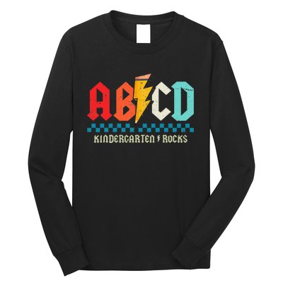 Abcd Kindergarten Rocks Pencil Lightning Students Teachers Long Sleeve Shirt