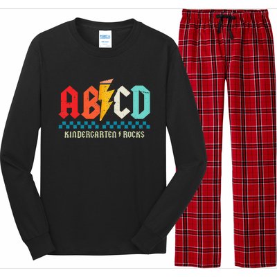 Abcd Kindergarten Rocks Pencil Lightning Students Teachers Long Sleeve Pajama Set