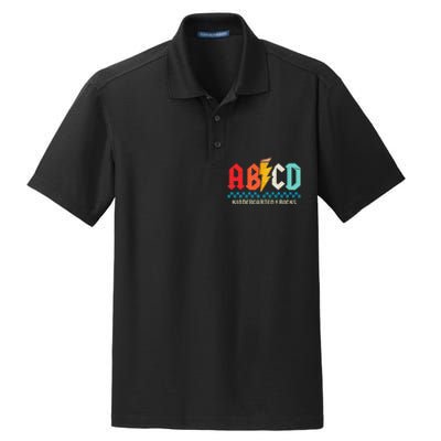 Abcd Kindergarten Rocks Pencil Lightning Students Teachers Dry Zone Grid Polo