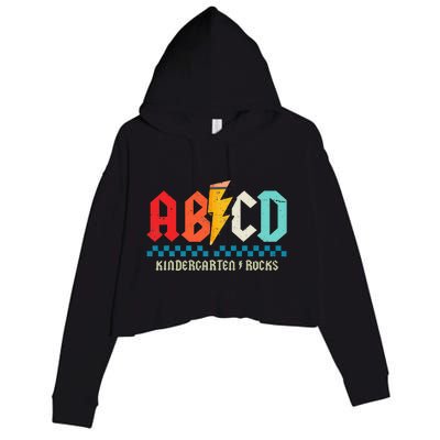 Abcd Kindergarten Rocks Pencil Lightning Students Teachers Crop Fleece Hoodie