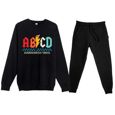 Abcd Kindergarten Rocks Pencil Lightning Students Teachers Premium Crewneck Sweatsuit Set