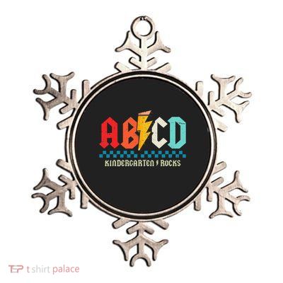 Abcd Kindergarten Rocks Pencil Lightning Students Teachers Metallic Star Ornament