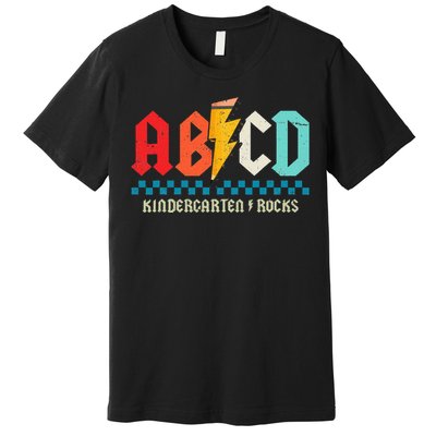 Abcd Kindergarten Rocks Pencil Lightning Students Teachers Premium T-Shirt