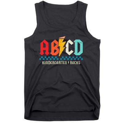 Abcd Kindergarten Rocks Pencil Lightning Students Teachers Tank Top