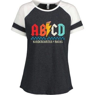 Abcd Kindergarten Rocks Pencil Lightning Students Teachers Enza Ladies Jersey Colorblock Tee