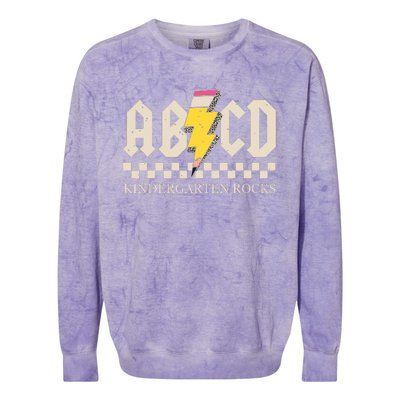 Abcd Kindergarten Rocks Pencil Lightning Teachers Rock Boy Colorblast Crewneck Sweatshirt