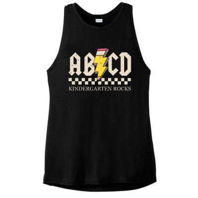 Abcd Kindergarten Rocks Pencil Lightning Teachers Rock Boy Ladies PosiCharge Tri-Blend Wicking Tank