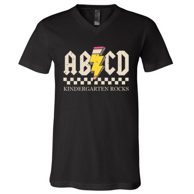 Abcd Kindergarten Rocks Pencil Lightning Teachers Rock Boy V-Neck T-Shirt