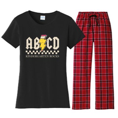 Abcd Kindergarten Rocks Pencil Lightning Teachers Rock Boy Women's Flannel Pajama Set