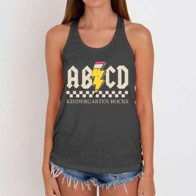 Abcd Kindergarten Rocks Pencil Lightning Teachers Rock Boy Women's Knotted Racerback Tank