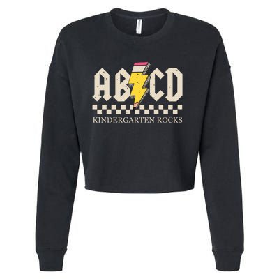 Abcd Kindergarten Rocks Pencil Lightning Teachers Rock Boy Cropped Pullover Crew