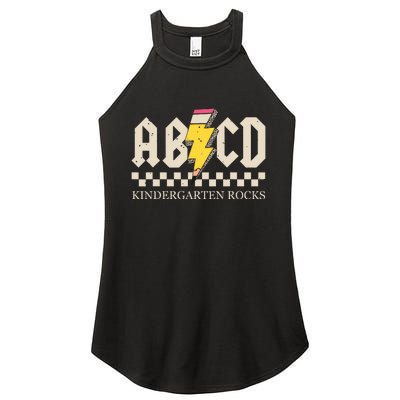 Abcd Kindergarten Rocks Pencil Lightning Teachers Rock Boy Women’s Perfect Tri Rocker Tank