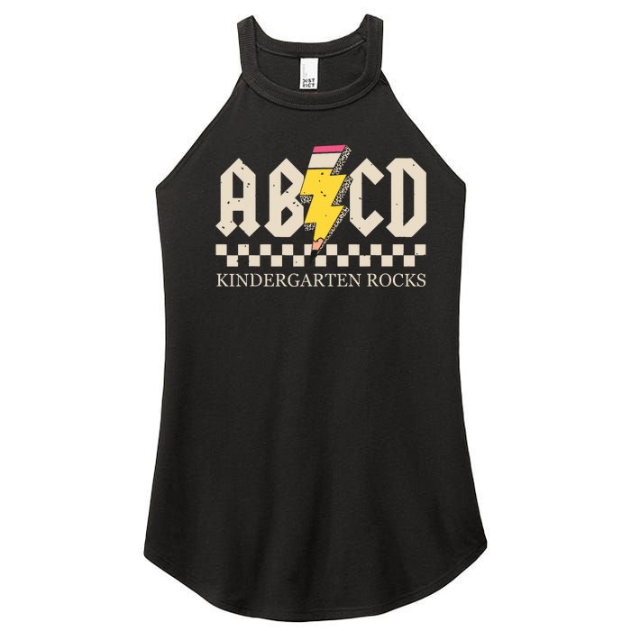 Abcd Kindergarten Rocks Pencil Lightning Teachers Rock Boy Women's Perfect Tri Rocker Tank