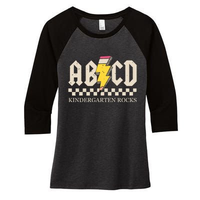 Abcd Kindergarten Rocks Pencil Lightning Teachers Rock Boy Women's Tri-Blend 3/4-Sleeve Raglan Shirt