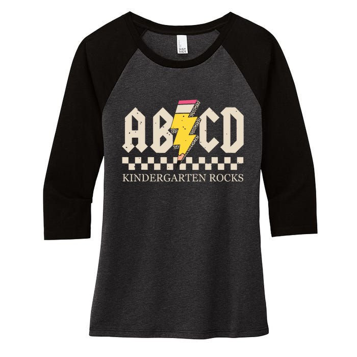 Abcd Kindergarten Rocks Pencil Lightning Teachers Rock Boy Women's Tri-Blend 3/4-Sleeve Raglan Shirt