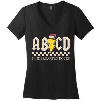 Abcd Kindergarten Rocks Pencil Lightning Teachers Rock Boy Women's V-Neck T-Shirt