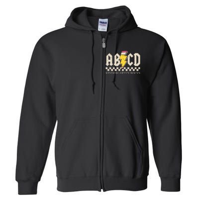 Abcd Kindergarten Rocks Pencil Lightning Teachers Rock Boy Full Zip Hoodie