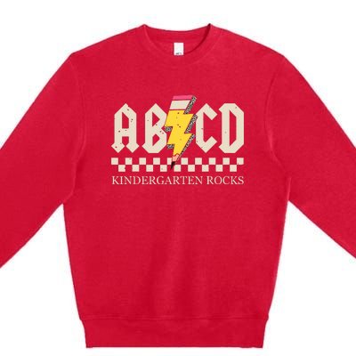 Abcd Kindergarten Rocks Pencil Lightning Teachers Rock Boy Premium Crewneck Sweatshirt