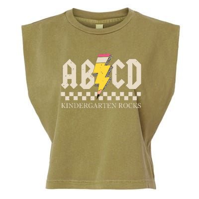 Abcd Kindergarten Rocks Pencil Lightning Teachers Rock Boy Garment-Dyed Women's Muscle Tee