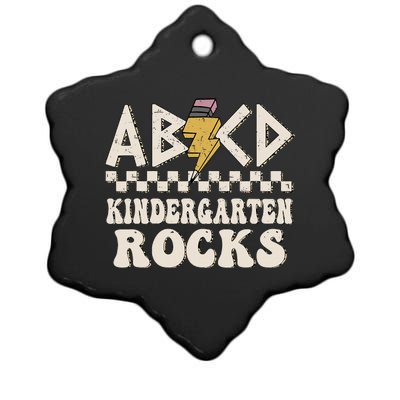 ABCD Kindergarten Rocks Back To School Kindergarten Teacher Ceramic Star Ornament