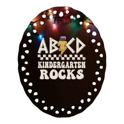 ABCD Kindergarten Rocks Back To School Kindergarten Teacher Ceramic Oval Ornament