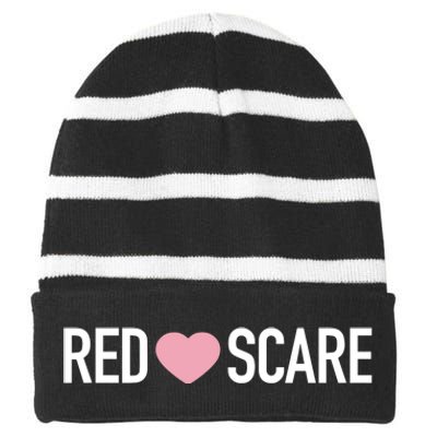 Anna Khachiyan Red Love Scare Striped Beanie with Solid Band