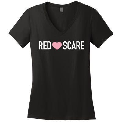 Anna Khachiyan Red Love Scare Women's V-Neck T-Shirt