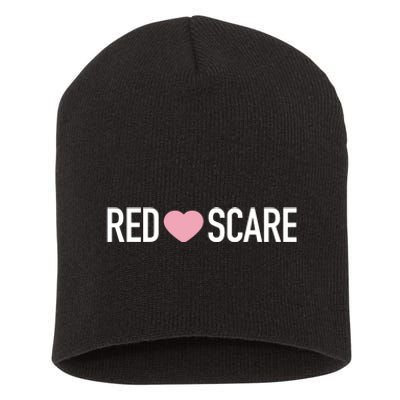 Anna Khachiyan Red Love Scare Short Acrylic Beanie