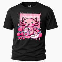 Axolotl Kawaii Strawberry Milk Shake Anime Axolotl Cooling Performance Crew T-Shirt